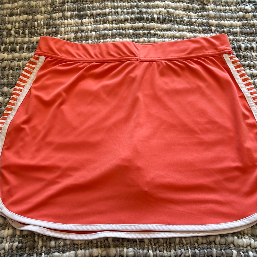 Coral Pull On  Golf! Athletic Skort  with Striped Accents. SZ L fits like M.